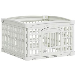 vidaXL 4-panelers hunde legegrind Hvid 63 x 63 x 40 cm Plastik