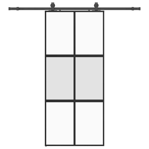 vidaXL skyded&oslash;r med hardwares&aelig;t 90x205 cm h&aelig;rdet glas sort