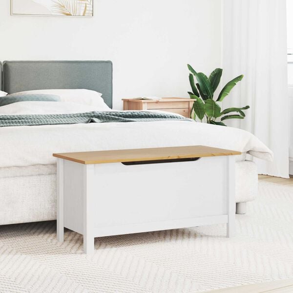 vidaXL Opbevaringskasse Hill Hvid og honningbrun 90 x 40 x 45 cm