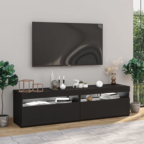 vidaXL tv-borde 2 stk. med LED-lys 75x35x40 cm sort