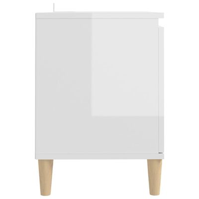 vidaXL tv-bord med massive træben 103,5x35x50 cm hvid højglans