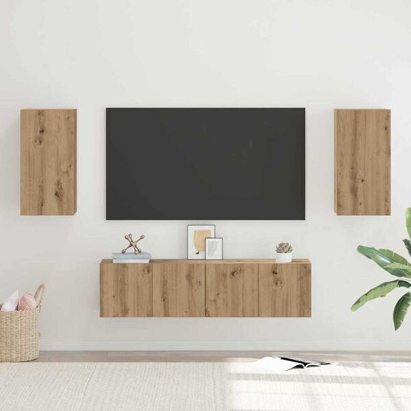 vidaXL TV-m&oslash;bels&aelig;t 4 pcs artisan eg 30.5 x 30 x 60 cm Konstrueret tr&aelig;