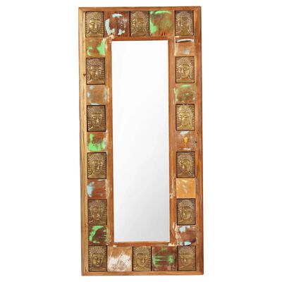 vidaXL spejl med buddha-billeder 50x110 cm massivt genbrugstræ