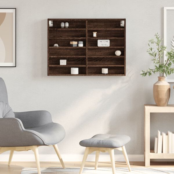 vidaXL vitrineskab 80x8,5x58 cm konstrueret tr&aelig; brun egetr&aelig;sfarve