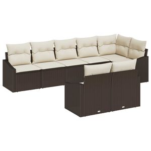vidaXL Sofa S&aelig;t med pude 8 pcs Brun polyrattan