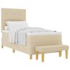 vidaXL Box spring seng med hovedg&aelig;rde Creme 200 x 90 cm Stof