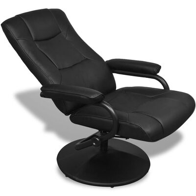 vidaXL tv-stol med fodskammel sort kunstlæder