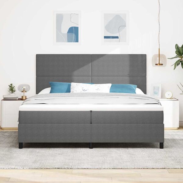vidaXL Box spring seng Lys Gr&aring; og Hvid 200 x 200 cm Velourstof