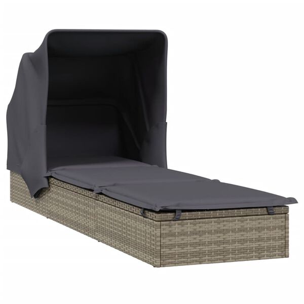 vidaXL liggestol med foldbart tag 213x63x97 cm polyrattan gr&aring;