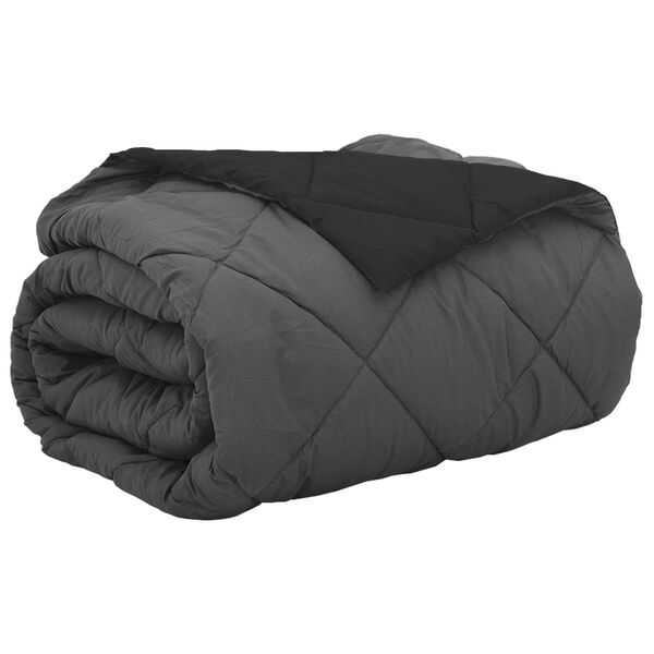 vidaXL Sommer dyne Sort og Anthracit 240 x 260 cm Mikrofiber