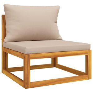 vidaXL midtermodul til havesofa med gr&aring;brune hynder massivt akacietr&aelig;