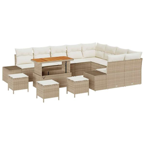 vidaXL Havesofa S&aelig;t med pude med opbevaring 13 pcs Beige og creme