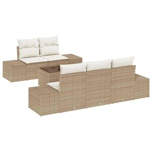 vidaXL Havesofa S&aelig;t med pude 6 pcs Beige og creme polyrattan