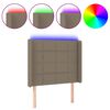 vidaXL sengegavl med LED-lys 103x16x118/128 cm stof gr&aring;brun