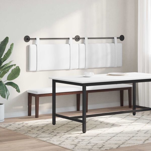 vidaXL H&aelig;ngende Hovedgavl V&aelig;gmonteret Hvid 190 x 55 x 5 cm Stof