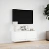 vidaXL væghængt tv-bord med LED-lys 100x31x35 cm hvid