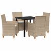 vidaXL Have Spisebordss&aelig;t 5 stk. Beige polyrattan