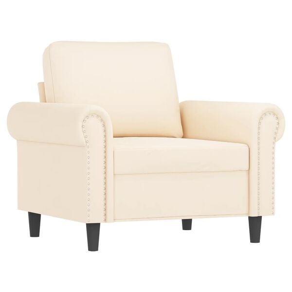 vidaXL sofastol med fodskammel 60 cm velour cremefarvet