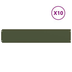 vidaXL Pl&aelig;nekant 10 stk. 20 x 103 cm Koldvalset st&aring;l Olivengr&oslash;n