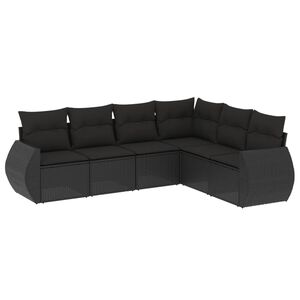 vidaXL sofas&aelig;t til haven 6 dele med hynder polyrattan sort