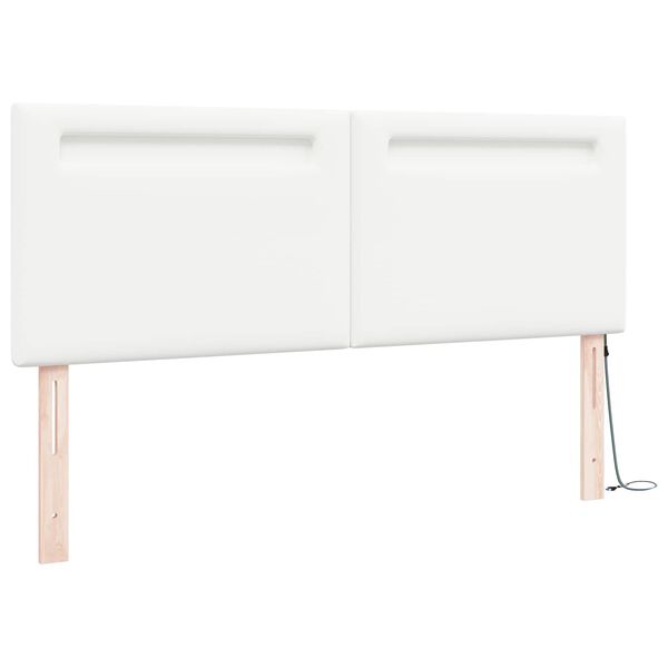 vidaXL LED sengegavl Hvid 160 cm Faux l&aelig;der