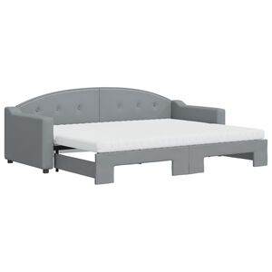 vidaXL daybed med udtr&aelig;k og madras 80x200 cm stof lysegr&aring;