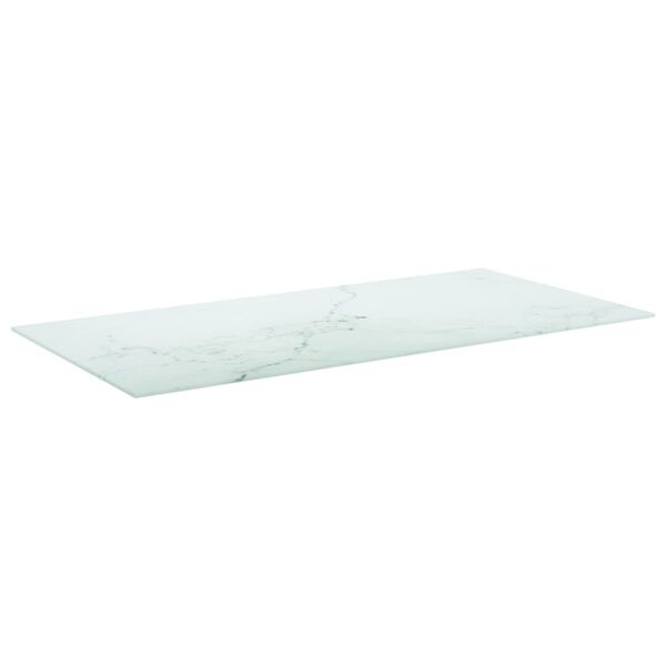 vidaXL bordplade 100x50 cm 6 mm h&aelig;rdet glas med marmordesign hvid