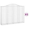 vidaXL buede gabionkurve 5 stk. 200x30x140/160 cm galvaniseret jern