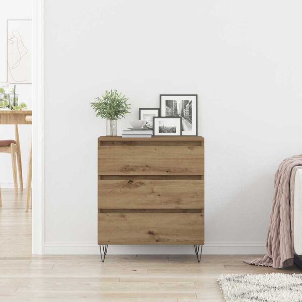vidaXL Sideboard Artisan Egetræ 60 x 35 x 70 cm Konstrueret træ
