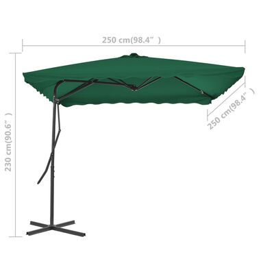 vidaXL udendørs parasol med stålstang 250 x 250 cm grøn