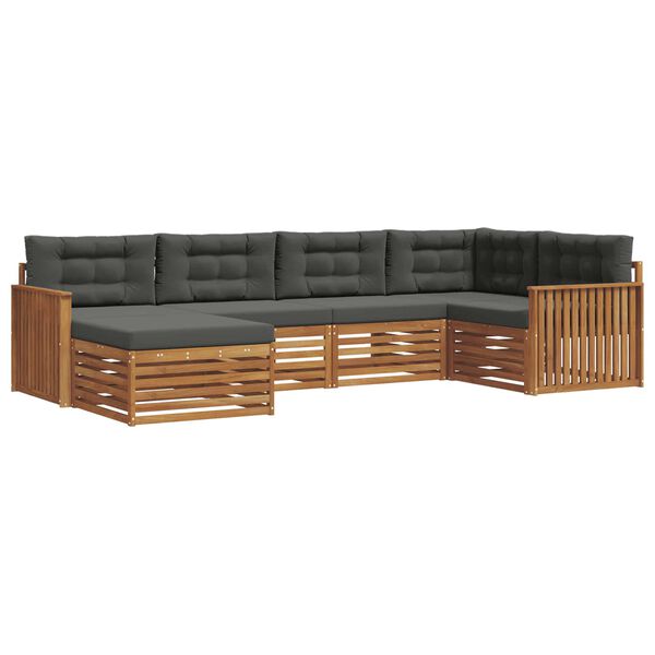 vidaXL Udend&oslash;rs sofagruppe med pude 6 pcs Naturlig og Antracit