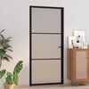 vidaxL d&oslash;r 93x201,5 cm sikkerhedsglas mat glas og aluminium sort