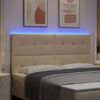 vidaXL LED Sengegavl med LED -strimmellys Creme 180 cm Stof