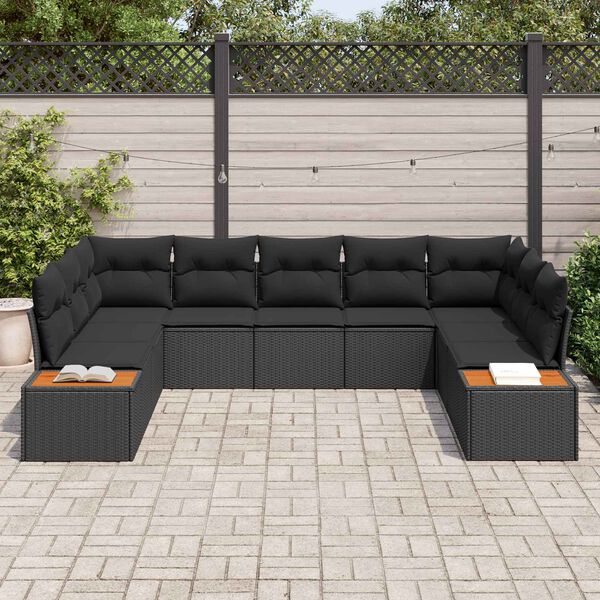 vidaXL Havesofa S&aelig;t med pude med opbevaring 5 pcs Sort Polyrattan