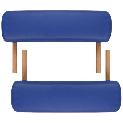 Blå sammefoldeligt massagebord, 3 zoner med træramme