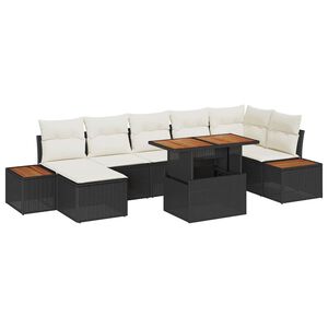 vidaXL Havesofa S&aelig;t med opbevaring 8 pcs Sort Poly rattan