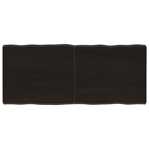 vidaXL bordplade 140x60x(2-6) cm naturlig kant behandlet tr&aelig; m&oslash;rkebrun