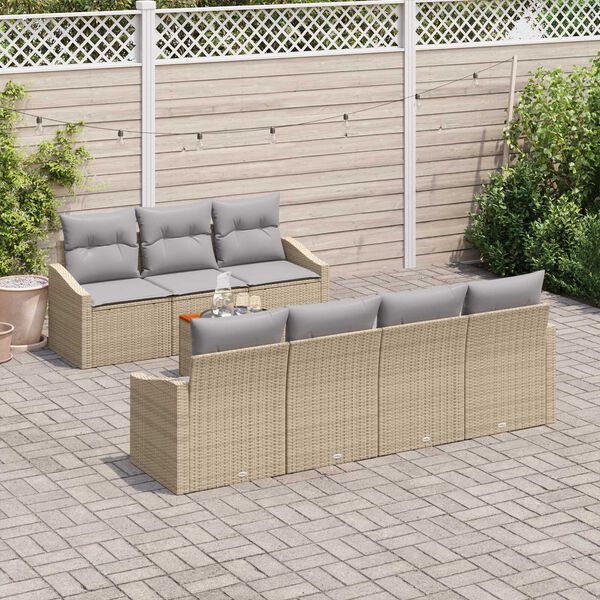 vidaXL Havesofa Sæt med pude 8 pcs Beige polyrattan