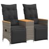 vidaXL 2-personers havesofa med bord og l&aelig;nefunktion polyrattan gr&aring;