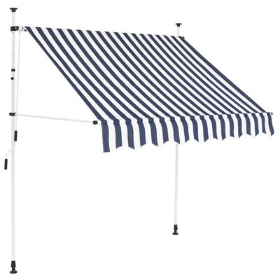 vidaXL foldemarkise manuel betjening 200 cm blå og hvid striber