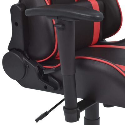vidaXL kontorstol i racerdesign med lænefunktion og fodstøtte rød