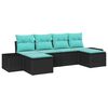 vidaXL Havesofa S&aelig;t 4 stk. Sort og turkis polyrattan