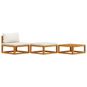 vidaXL lounges&aelig;t til have 3 dele cremefarvede hynder massivt akacietr&aelig;