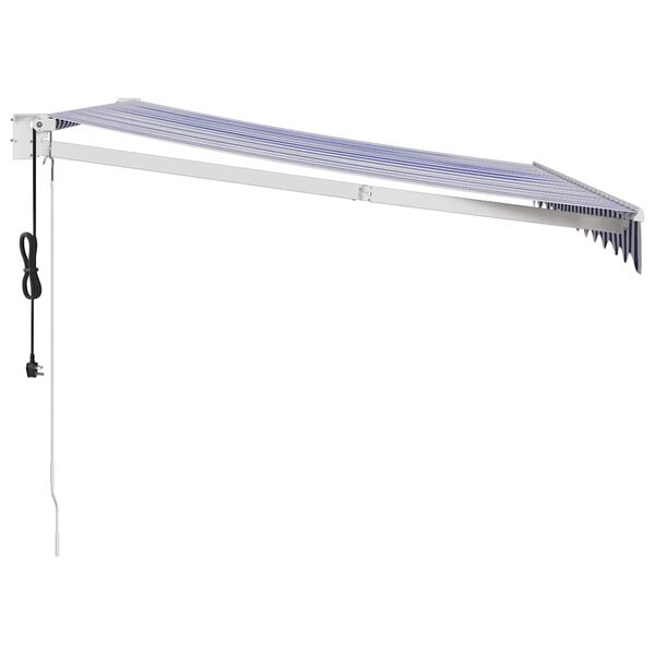 vidaXL foldemarkise 3,5x2,5 m automatisk betjening blå og hvid