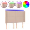 vidaXL sengegavl med LED-lys 147x16x118/128 cm kunstl&aelig;der cappuccino