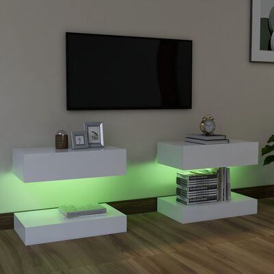 vidaXL tv-borde med LED-lys 2 stk. 60x35 cm hvid