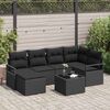 vidaXL Sofa S&aelig;t med pude 7 pcs Sort polyrattan