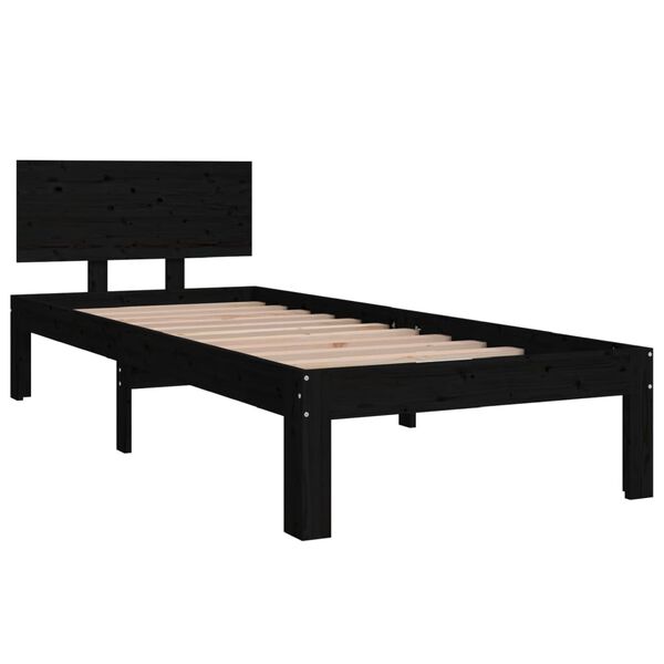 vidaXL sengeramme 75x190 cm Small Single massivt tr&aelig; sort