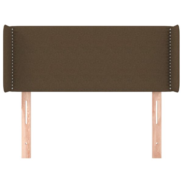 vidaXL sengegavl med kanter 103x16x78/88 cm stof m&oslash;rkebrun