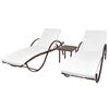 vidaXL liggestole 2 stk. med bord polyrattan brun